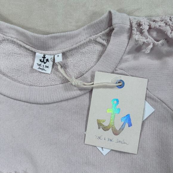 Noe &Zoe Berlin Size Small Rose Pink Eyelash Mini Me Oversized Fringe Sweatshirt - Picture 2 of 9